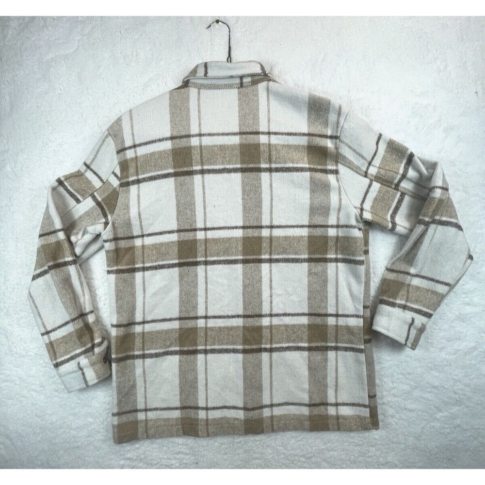 Plaid Flannel Shacket Adult Size Medium Khaki/White Manfinity Homme Jacket Y2K - Picture 2 of 9